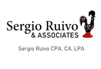 Logo of Sergio Ruivo & Associates featuring the Portuguese rooster symbol and Sergio Ruivo's credentials as CPA, CA, LPA in Toronto.