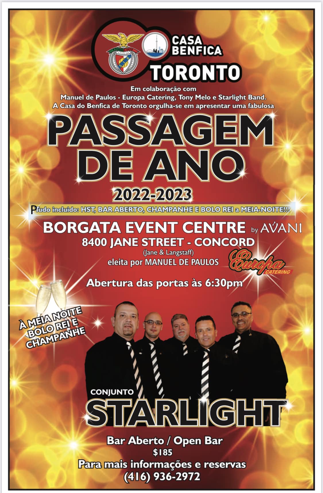 Casa do Benfica de Toronto's 2023 New Years Eve party Poster